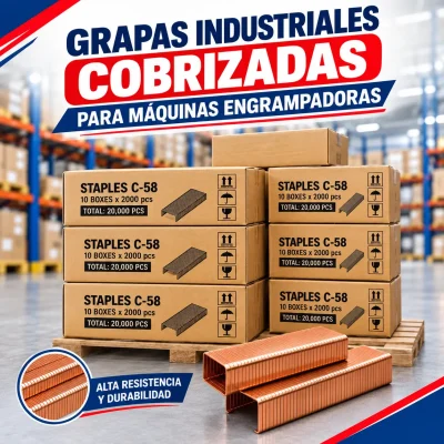 Cajas de grapas industriales cobrizadas C-58 para máquinas engrapadoras